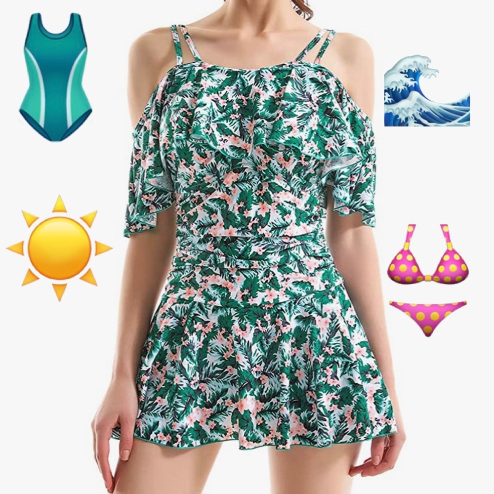 🏊‍♀️🌊 SwimDress Ruffle Off-the-Shoulder OnePiece